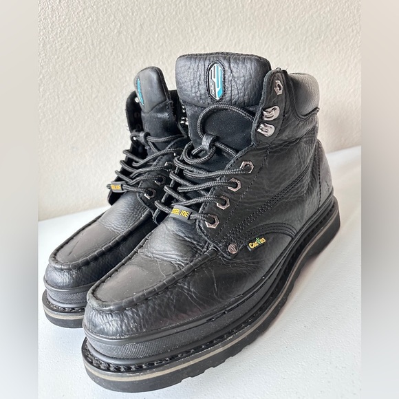 MEN'S CACTUS BLACK STEEL TOE OIL & SLIP RESISTANT WORK BOOT SIZE 10 - Picture 14 of 15